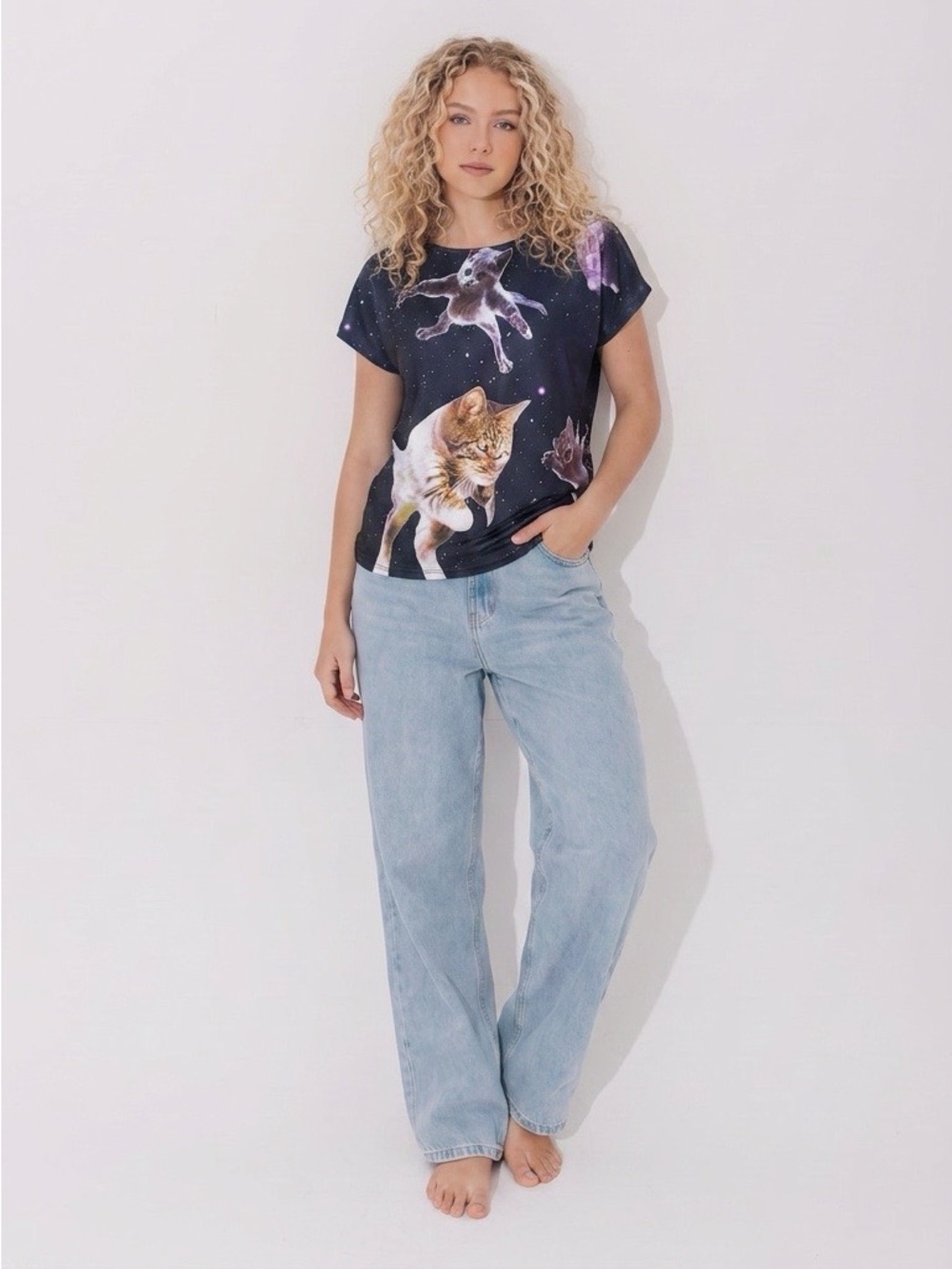 Loyal Army Clothing Astro Galaxy Floating Cat Shirt.